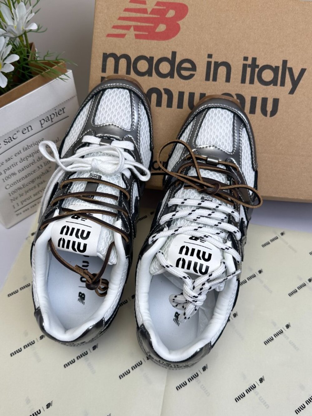 Women's MIU MIU Stylish Shoes Thin-Soled Low-Top Casual Silver Shoes US9/EU39 - Picture 8 of 9